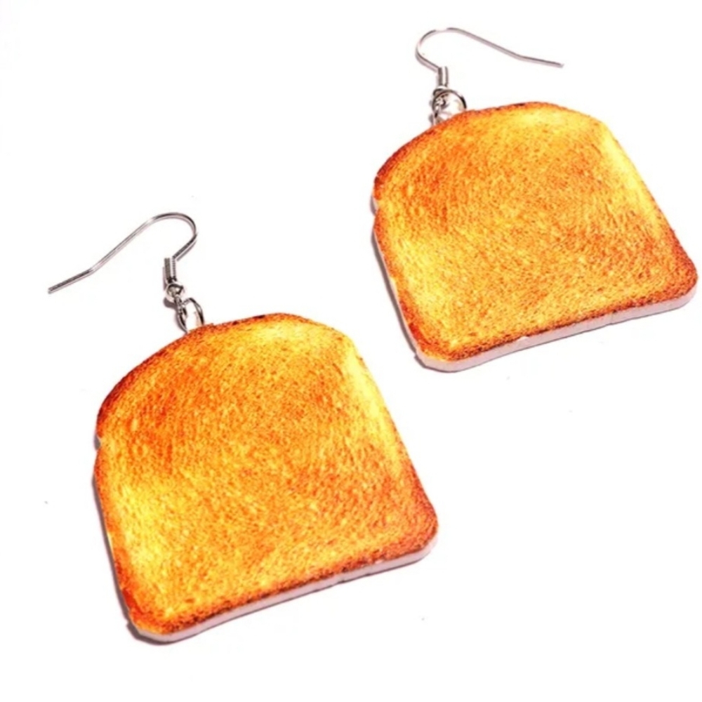 Toast Bread Earrings, Fun Earrings, Food Earrings, Silly Earrings, Novelty - Picture 1 of 1